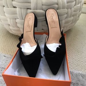 Black Suede Mules - Size 10
